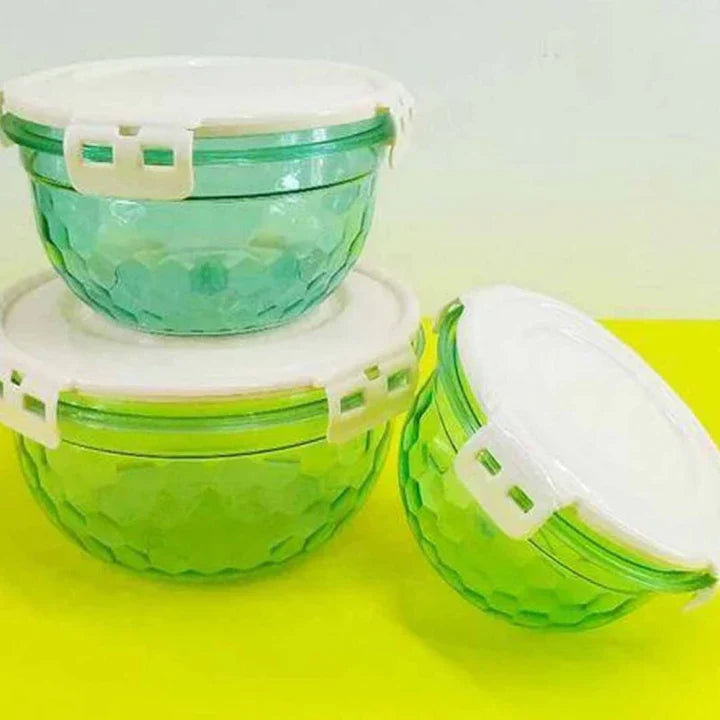 3 Pcs Acrylic Diamond Air Tight Bowls
