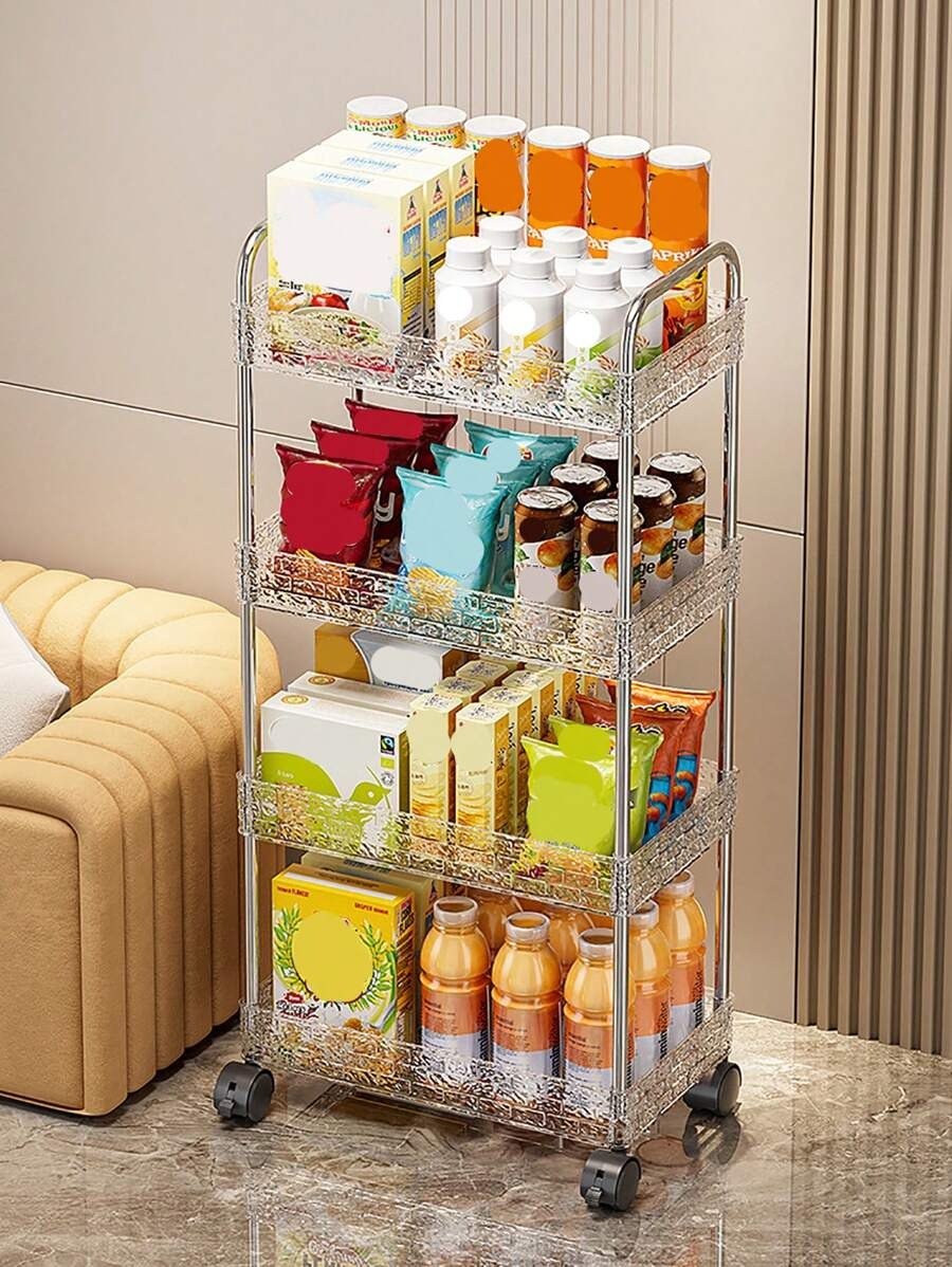 Multifunctional Acrylic Storage Trolley With Wheels