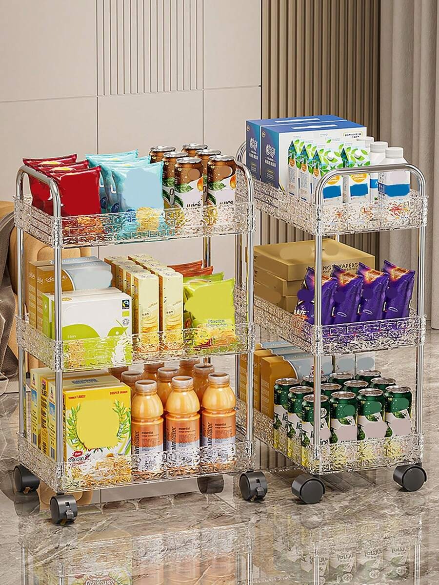 Multifunctional Acrylic Storage Trolley With Wheels