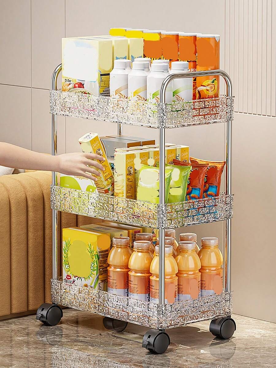 Multifunctional Acrylic Storage Trolley With Wheels