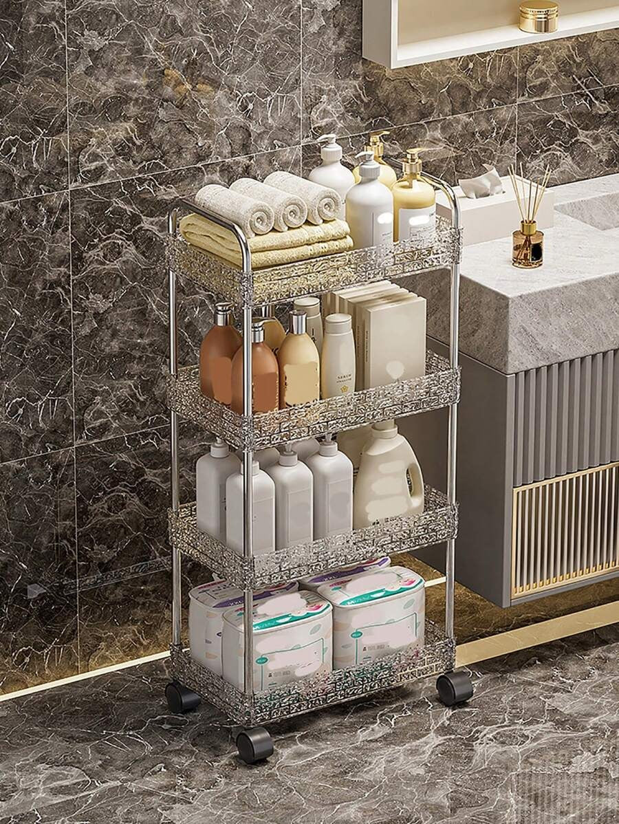 Multifunctional Acrylic Storage Trolley With Wheels