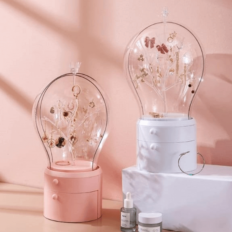 Minimal Makeup and Jewelry Storage With LED Bulb