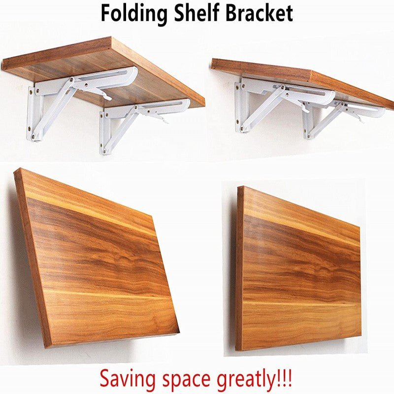 Wall Mounted Folding Wooden Shelf Rack Board Heavy Duty Brackets