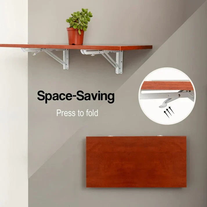 Wall Mounted Folding Wooden Shelf Rack Board Heavy Duty Brackets