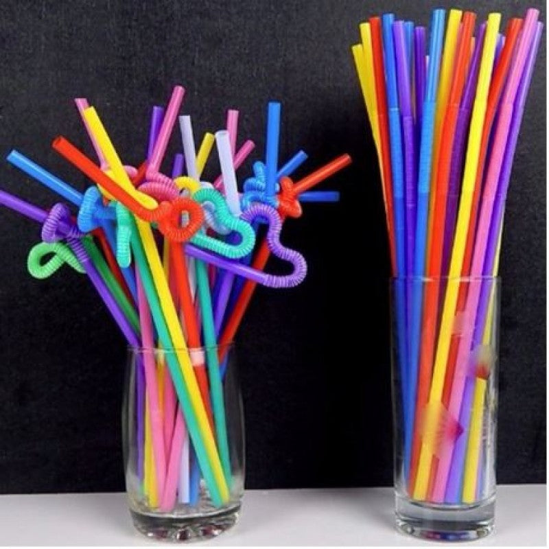 Disposable Plastic Color Straw (100 Pcs)