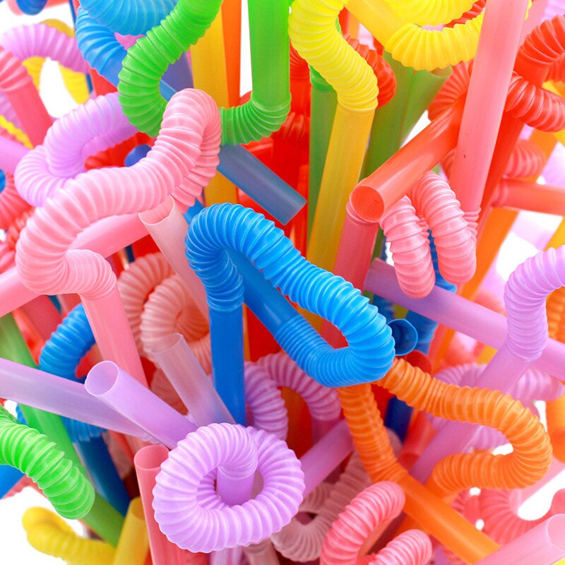 Disposable Plastic Color Straw (100 Pcs)