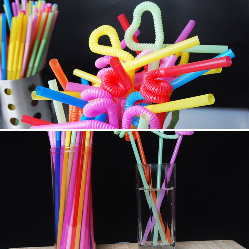 Disposable Plastic Color Straw (100 Pcs)