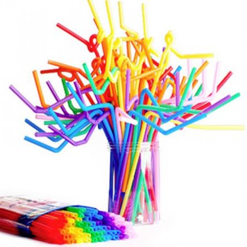Disposable Plastic Color Straw (100 Pcs)