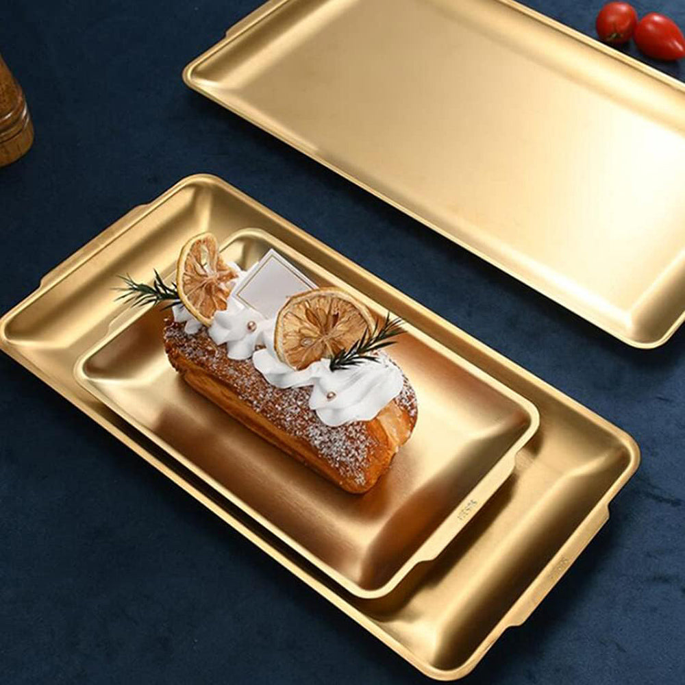 Stainless Steel Rectangular Tray Gold (36 x 20 cm)