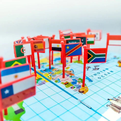 World Map With 30 National Flags