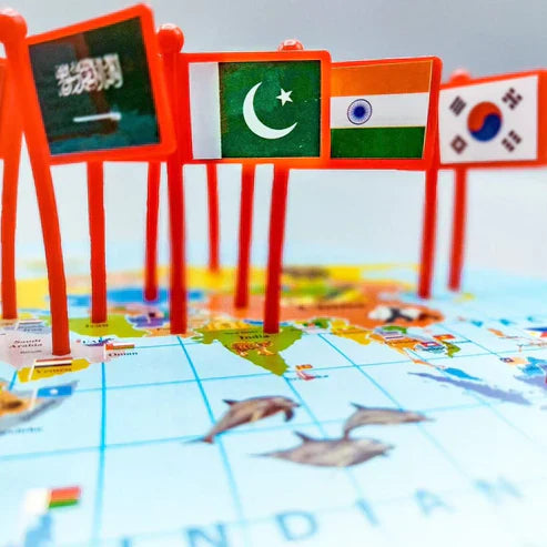 World Map With 30 National Flags