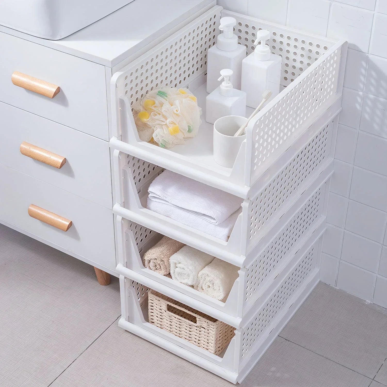 Foldable Storage Bin Stackable Drawer