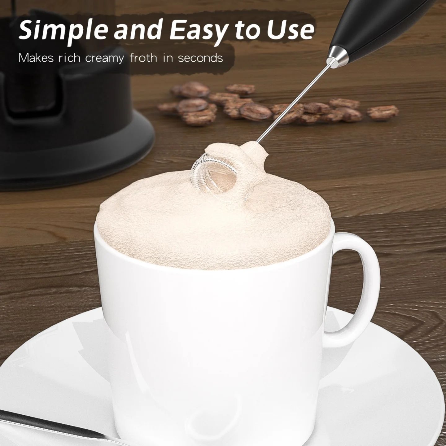 Wireless Electric Coffee And Egg Beater With Stand