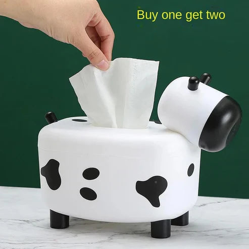 Cow Tissue Box With Toothpick Holder