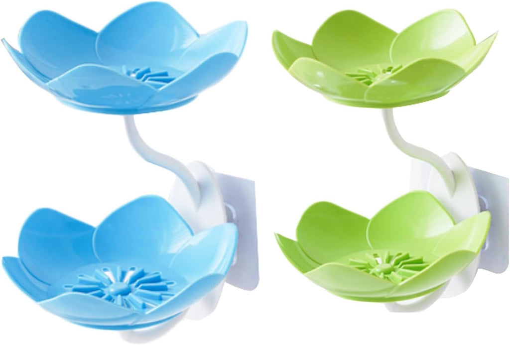 Self Adhesive Double Layer Flower Soap Tray