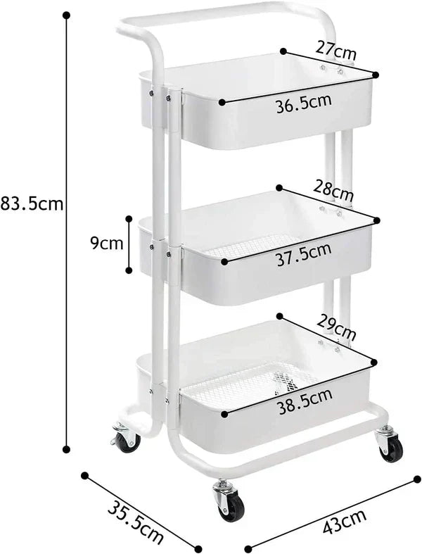 3 Tier Kitchen Trolley Rack (Plastic)
