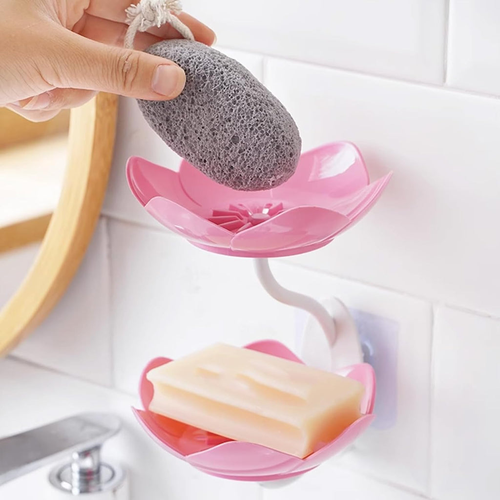 Self Adhesive Double Layer Flower Soap Tray
