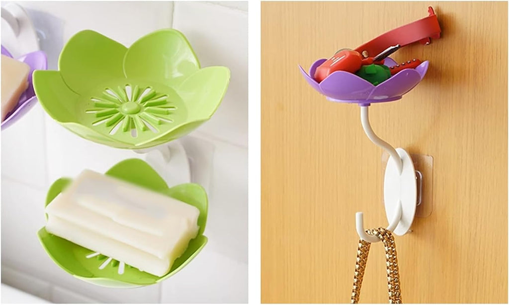 Self Adhesive Double Layer Flower Soap Tray