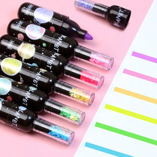 6 Pcs Bottle Shape Mini Highlighter
