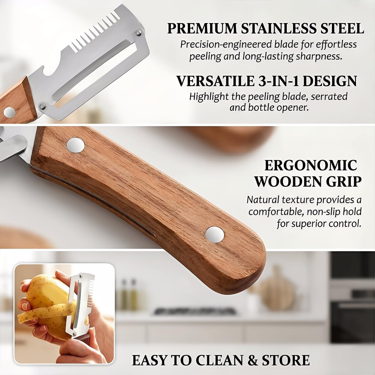 3-in-1 Stainless Steel Vegetable Peeler