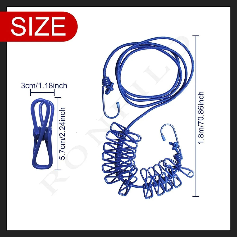 Portable Clothesline With 12 Clip