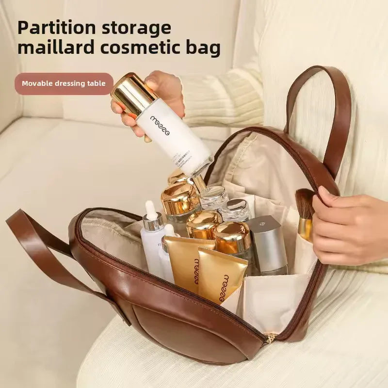 Large Capacity Women’s Makeup Bag – Portable High-End Travel Toiletry Organizer
