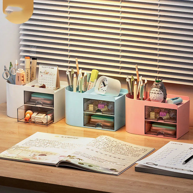 Desktop Stationery Organizer With Drawer
