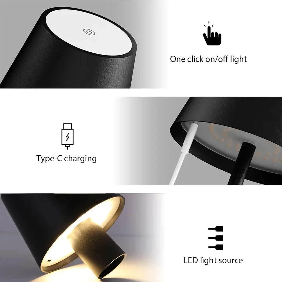 Rechargeable Touch LED Desk Lamp Black