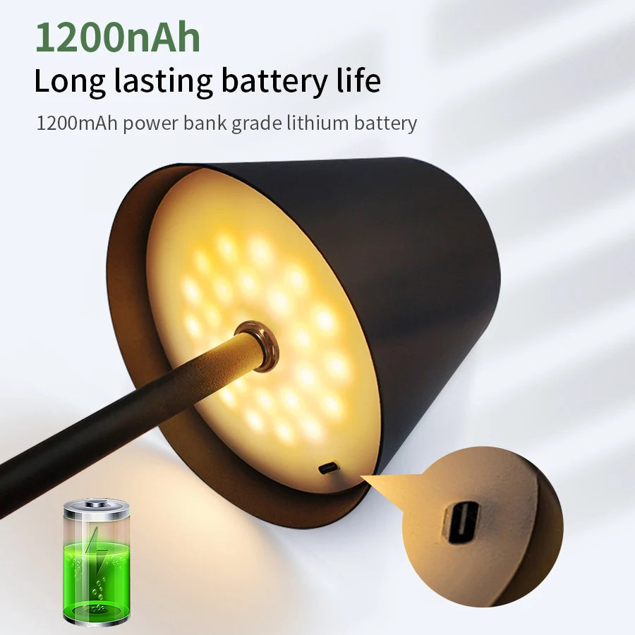 Rechargeable Touch LED Desk Lamp Black