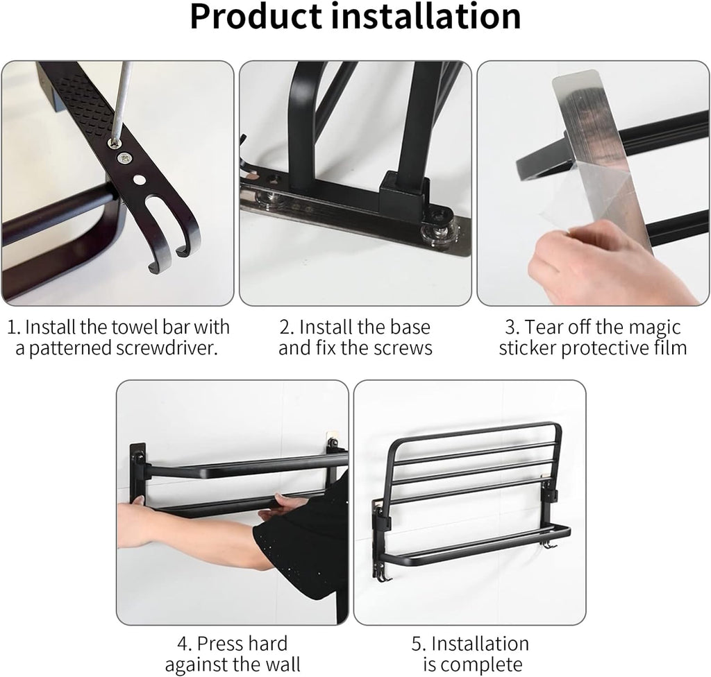 Double Layers Folding Bath Towel Holder