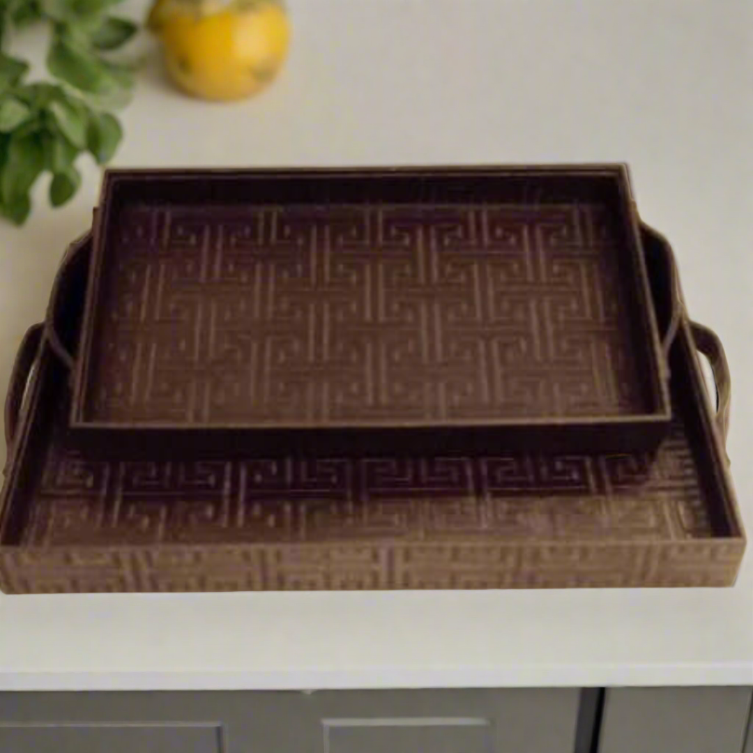 2 Pcs Leather Serving Trays