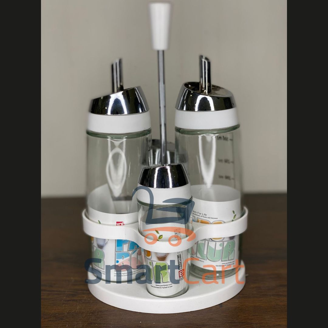 Vinegar,Oil,Salt & Pepper Bottles with Holder