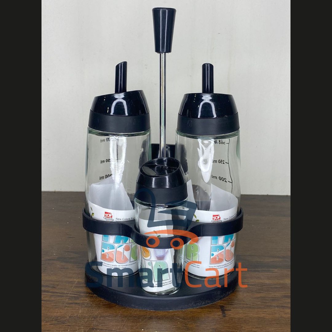 Vinegar,Oil,Salt & Pepper Bottles with Holder