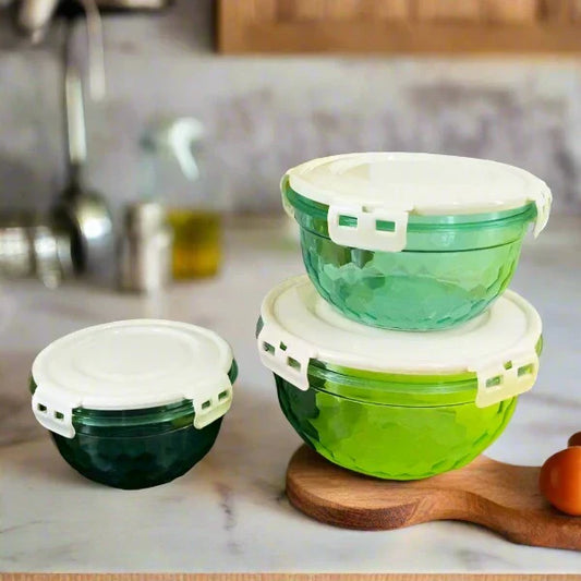 3 Pcs Acrylic Diamond Air Tight Bowls