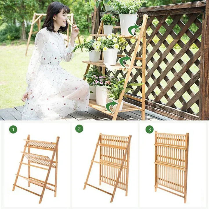 3 Layers Foldable Wooden Rack