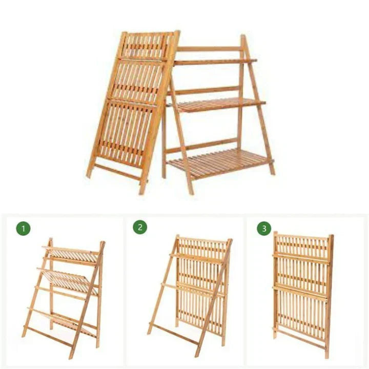 Wooden Layered Rack 3 Layers Foldable Wooden Rack – Martix