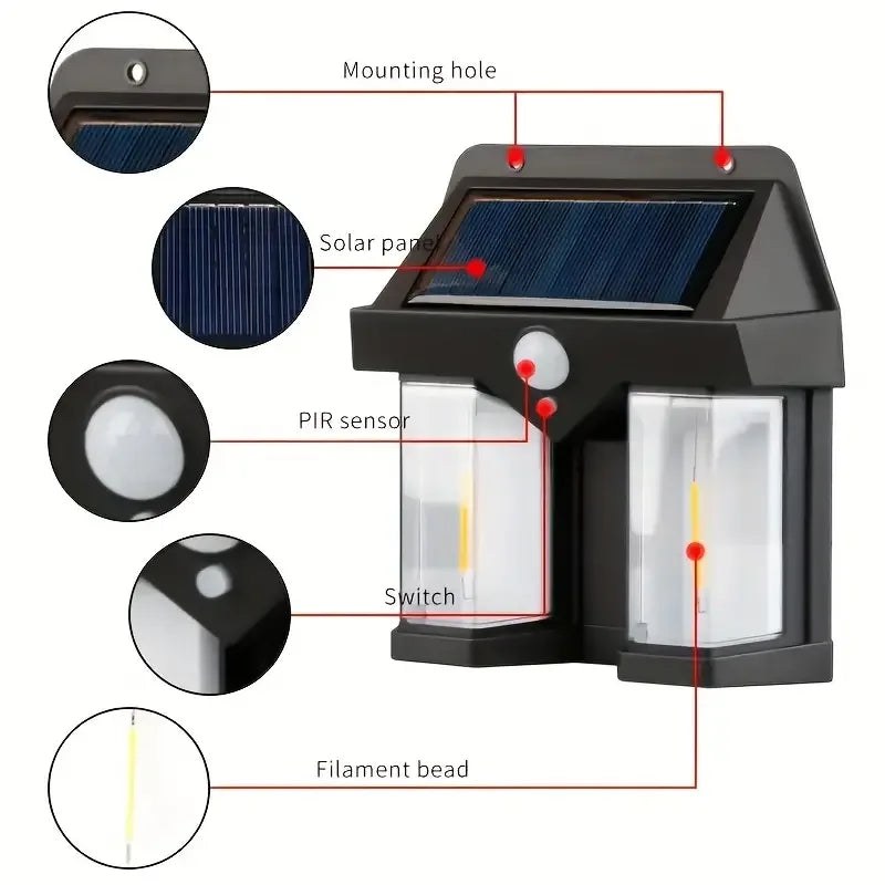 Double Head Solar Wall Lamp with Sensor