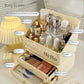 Stylish Cosmetic Organizer with Dual Shelves and Brush Holder