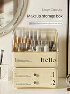 Stylish Cosmetic Organizer with Dual Shelves and Brush Holder