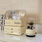 Stylish Cosmetic Organizer with Dual Shelves and Brush Holder