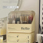 Stylish Cosmetic Organizer with Dual Shelves and Brush Holder