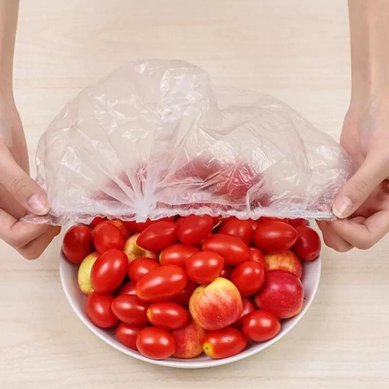 Set of 100 Disposable Plastic Stretchable Bowl Covers