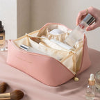 Large Capacity Leather Travel Cosmetic Bag