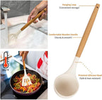 12pcs Non-Stick Silicone Kitchen Utensil Set with Wooden Handles