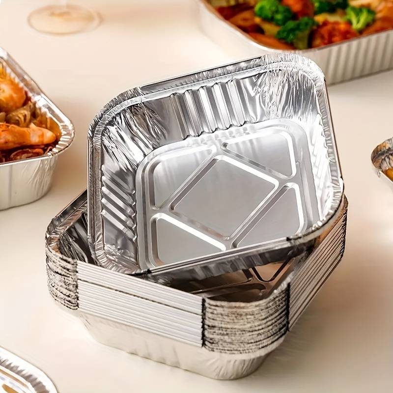 10 Pack of Aluminum Disposable Foil Plates