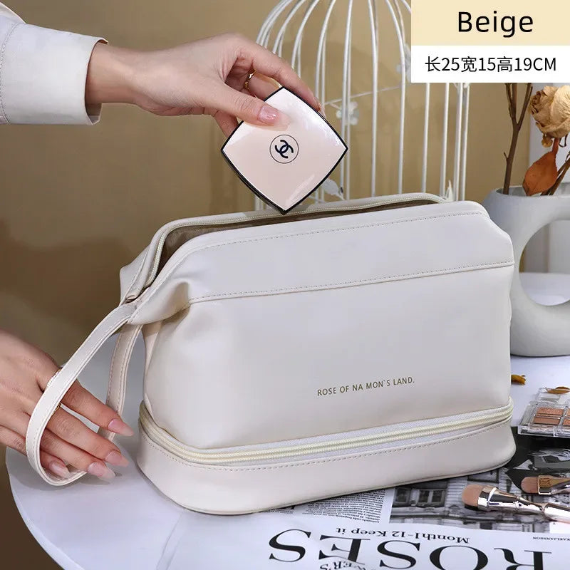 PU Leather Travel Makeup Bag - Stylish & Spacious