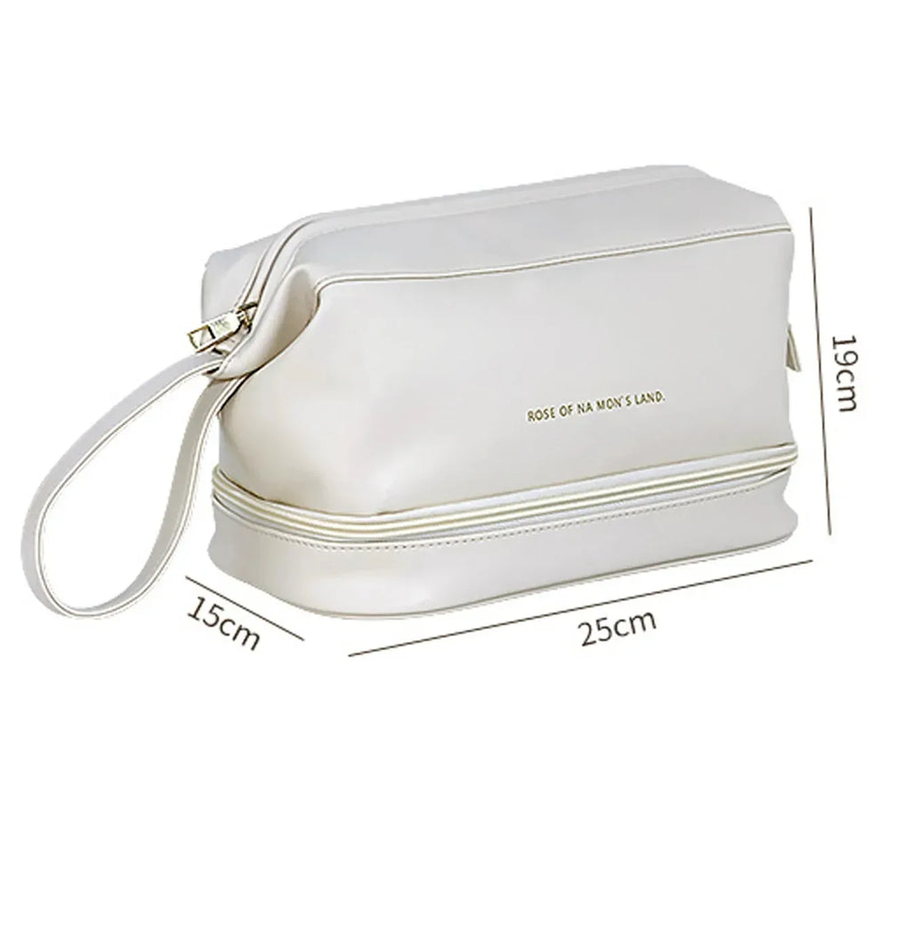 PU Leather Travel Makeup Bag - Stylish & Spacious