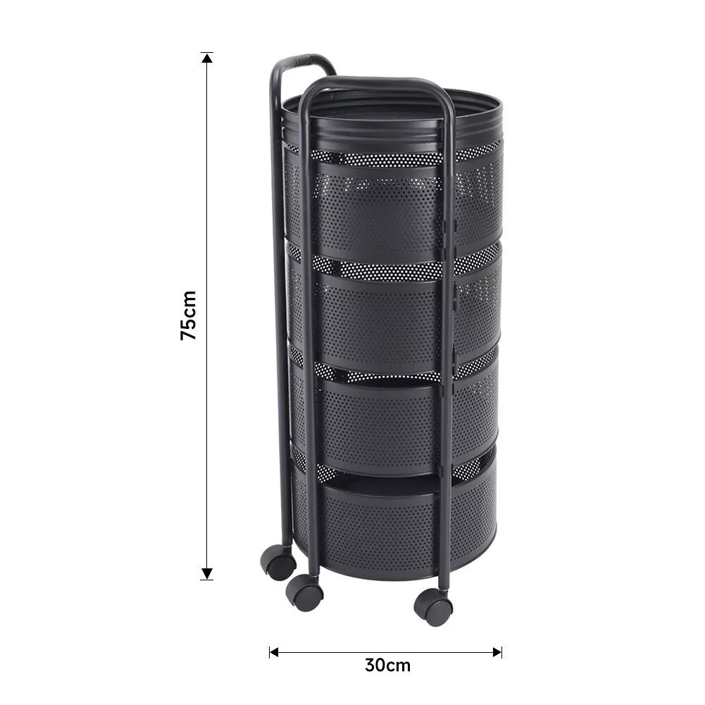 Rotating Storage Organizer Rack on Wheels (With Handle)