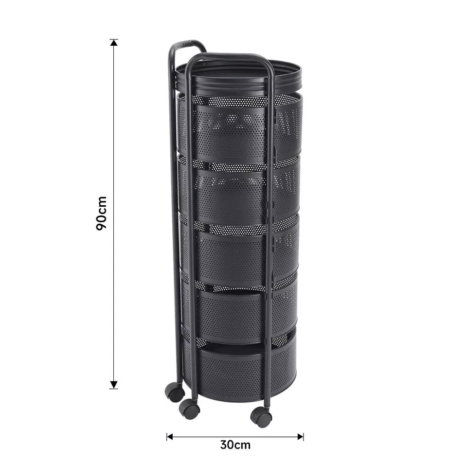 Rotating Storage Organizer Rack on Wheels (With Handle)