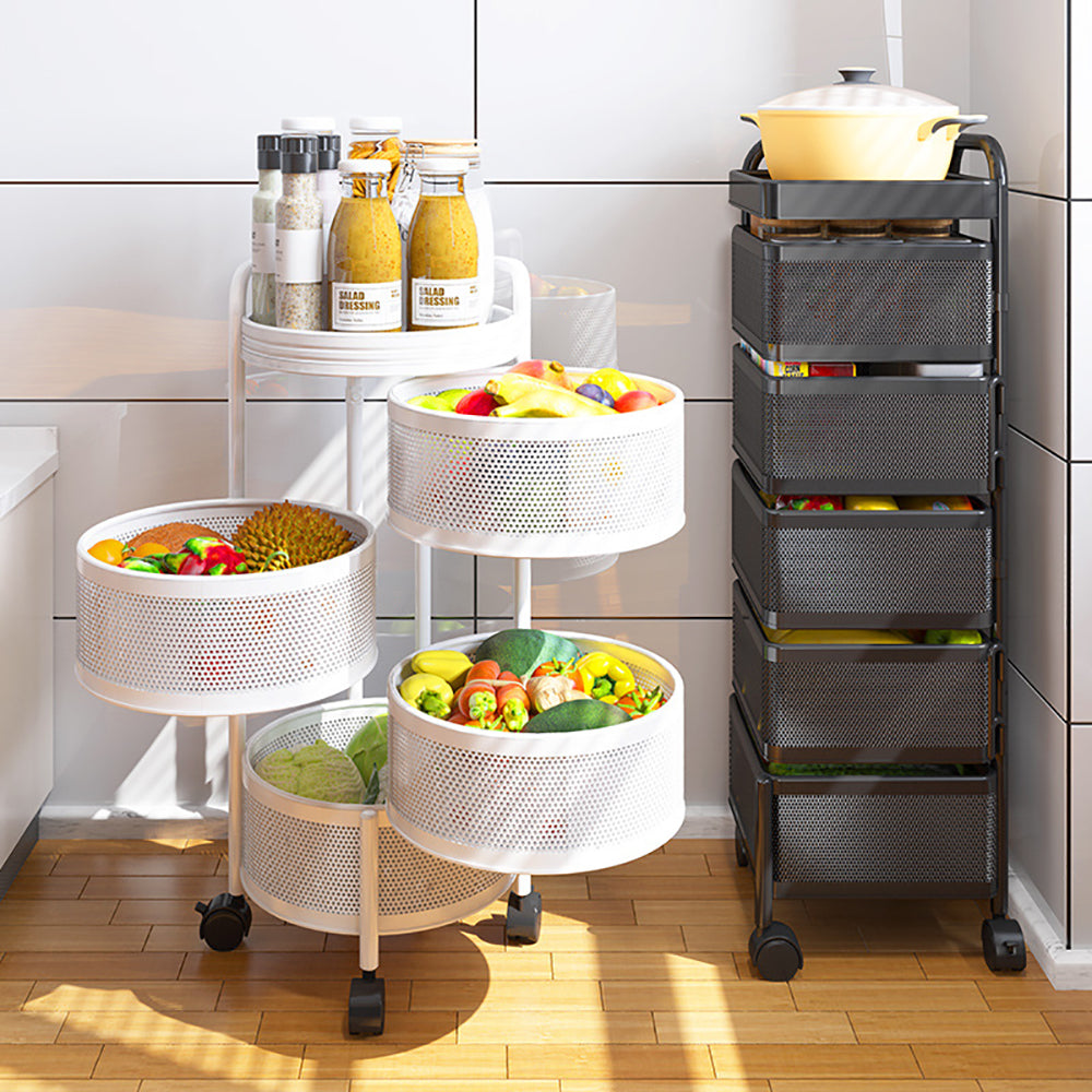 Rotating Storage Organizer Rack on Wheels (With Handle)